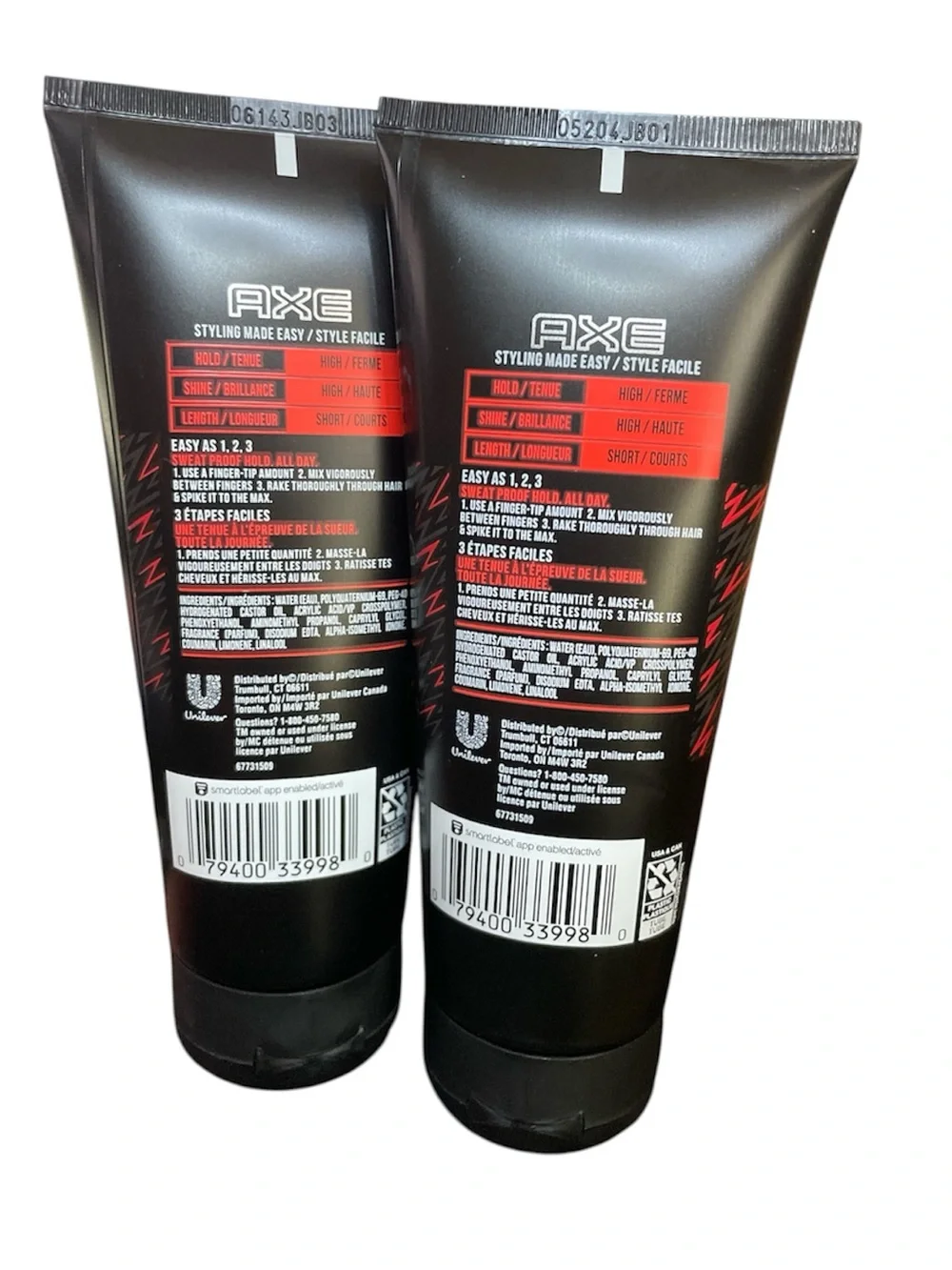 2 Axe Styling Extreme Hold Gel Hair Gel High Hold High Shine 6 Oz. Each